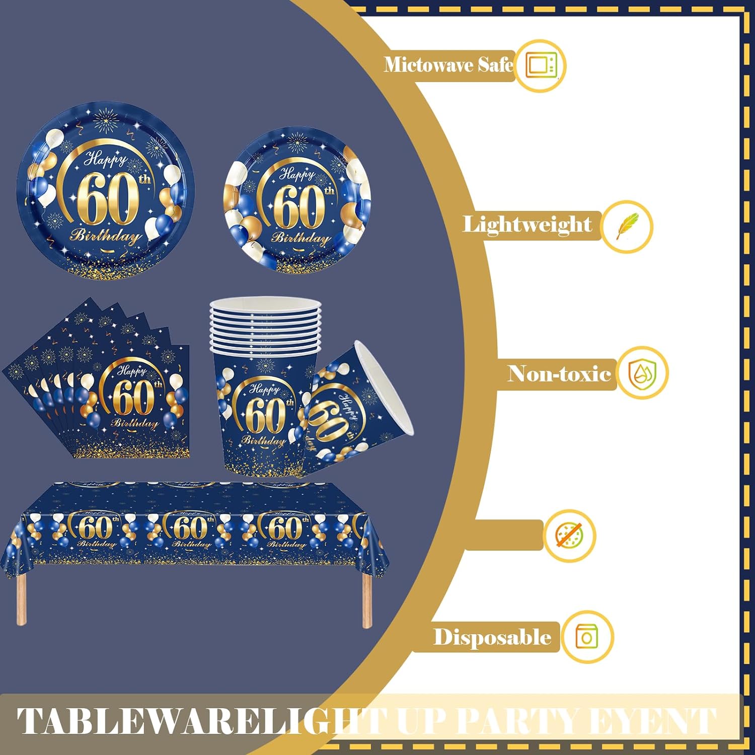 Granatowy turkusowo-złota 60.  – Table Number Gold recenzja i cena